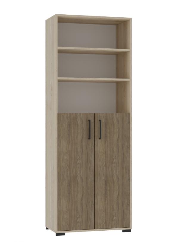 Шафа напівзакрита з 2-ма відкритими полицями для кабінетів, офісів,та класів,(ТОВ ‘’АЛМАНТ’’), 719х405х2025 мм.